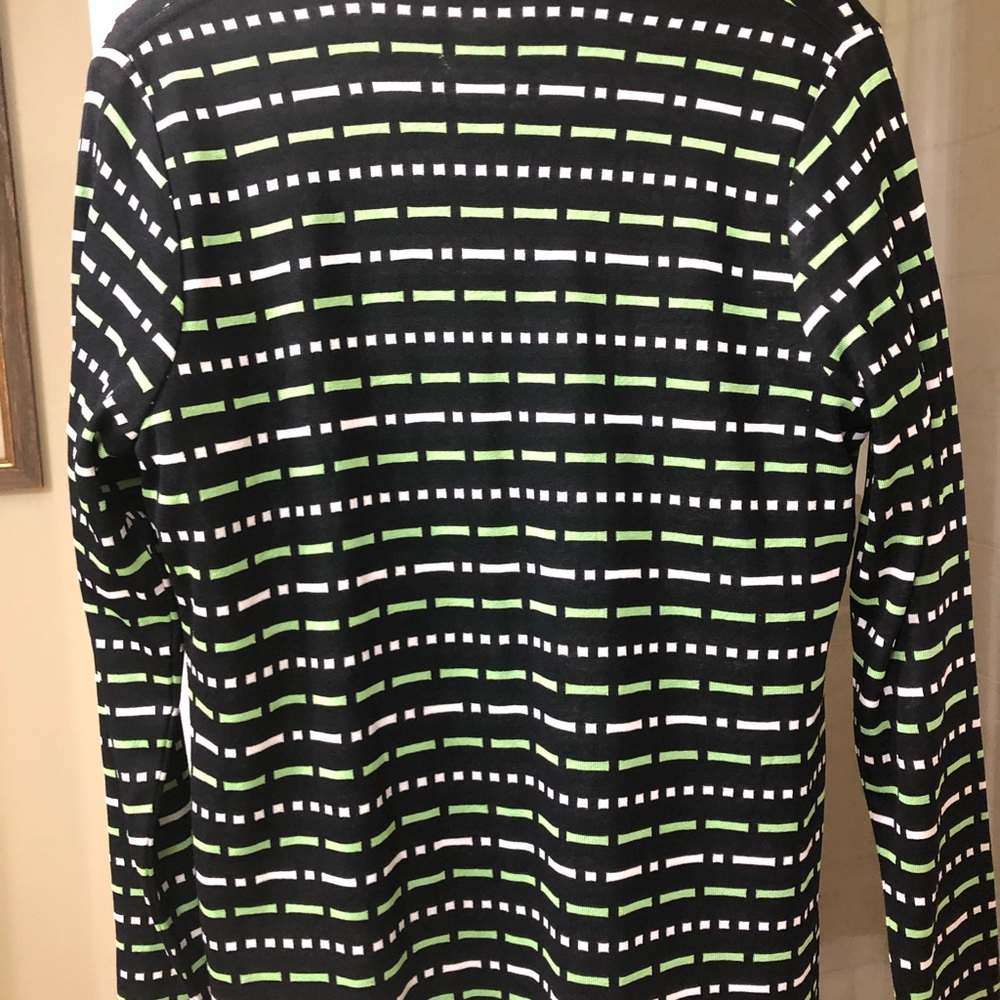 Misook black & green knit sweater set. Short sleeve shell & matching cardigan.